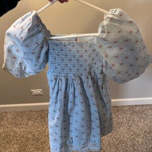 Janie and Jack Blue Floral Puff Sleeve Dress